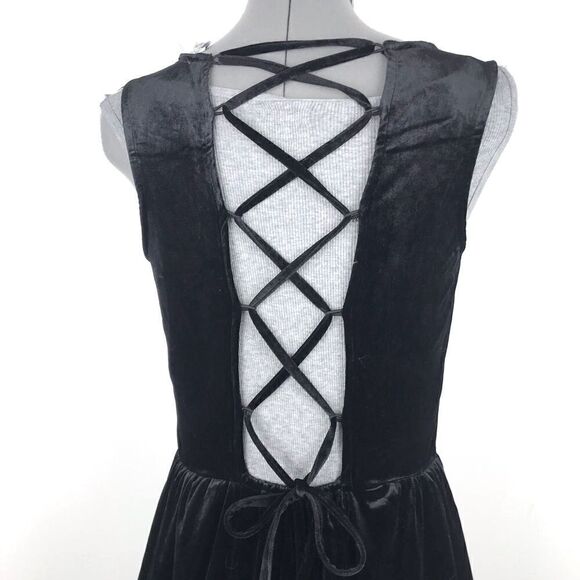 NWT Black Velveteen Sleeveless Stretch Dress with Bodice Back - Picture 5 of 12